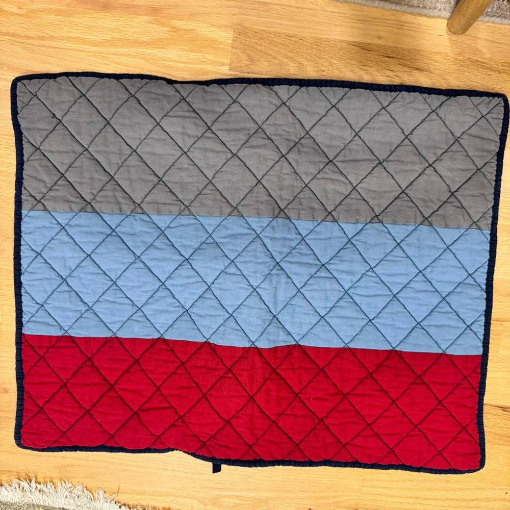 Pottery Barn Kids Block Stripe Standard Quilted  1/ Sham /,NAVY/BLUE/RED